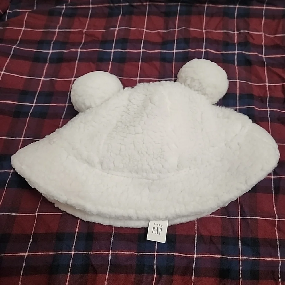 Baby GAP Faux Fur Bear Fleece Lined Bucket Hat Unisex Boy Girl XS S 12-24 month